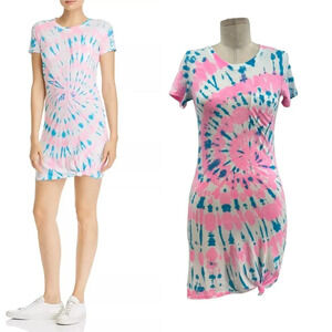 Generation Love Sunny Tie-Dye T-Shirt Dress Pink Blue White Short Sleeve Size XS